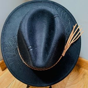 Hand burned fedora hat